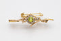 Broche Broche ancienne en or jaune avec olivine et diamants. 58 Facettes 10280