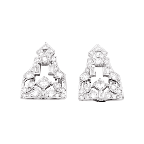 Broche Broche double clip art déco platine et diamants. 58 Facettes 34493