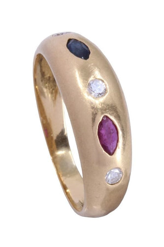 Bague Bague Jonc - Rubis, saphir et diamants 58 Facettes 082811