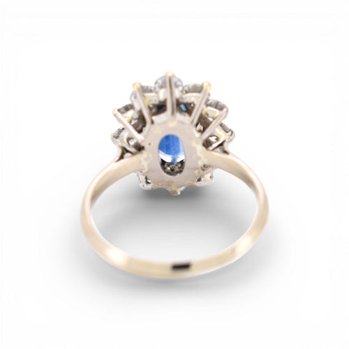 Bague 56 Bague marguerite vintage en or 18 carats, saphir et diamants 58 Facettes