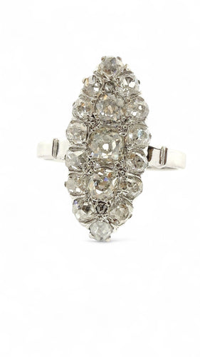 Bague 51 Marquise ancienne en or et diamants 58 Facettes