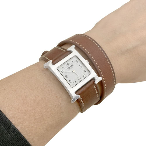 Montre Montre Hermès, "Heure H", acier sur cuir. 58 Facettes 35040