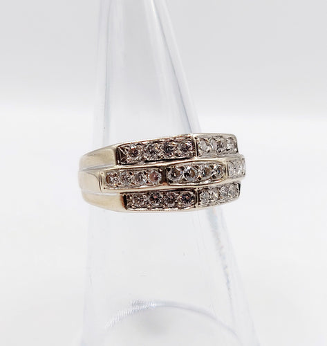 Anillo tank art déco oro blanco 18k y diamantes 