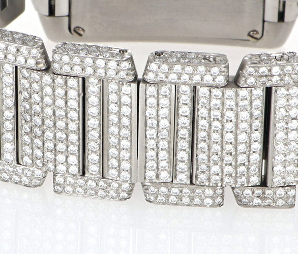 Montre Cartier - Montre Tank Française référence 2302 en acier et diamants 24.00ct 58 Facettes