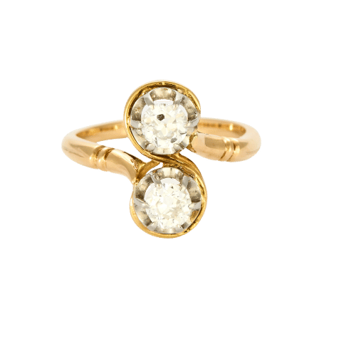 Bague 58,5 Bague "Toi et Moié en or jaune et blanc, diamants 58 Facettes LOR4031