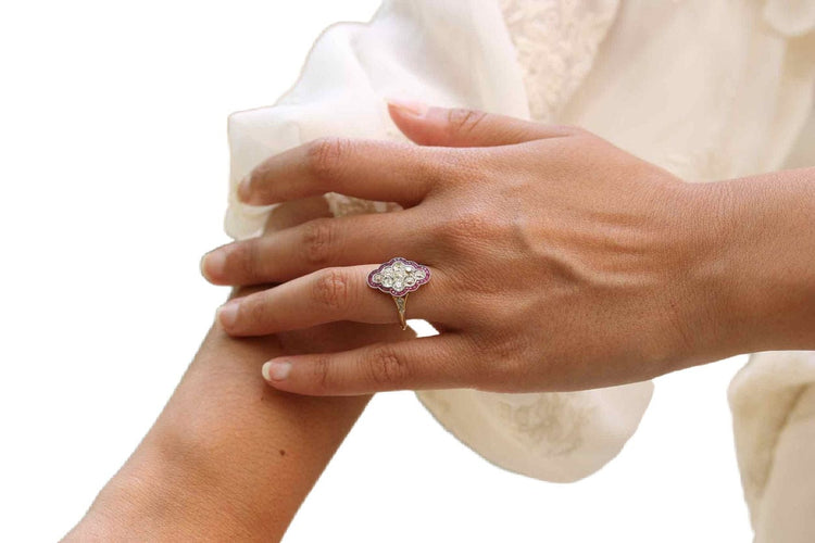 Bague 52 Bague Or jaune Diamants Rubis 58 Facettes 22046