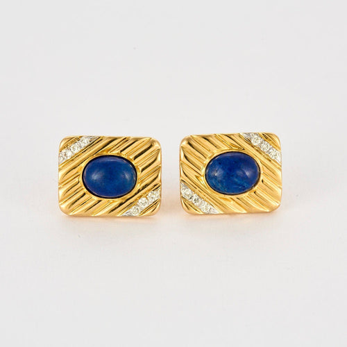Boucles d'oreilles Boucles d'oreilles or jaune, Lapis Lazuli, Diamants 58 Facettes LP1134