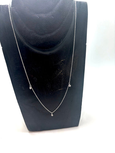 Collier COLLIER LA BRUNE ET LA BLONDE OR BLANC 3 DIAMANTS 0,15ct 58 Facettes M8927