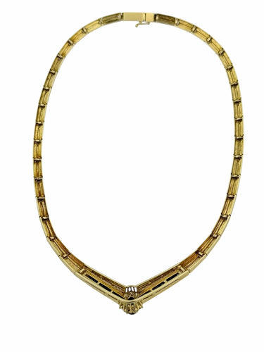 Collier Collier ras de cou rétro or jaune, diamants naturels et saphirs 58 Facettes