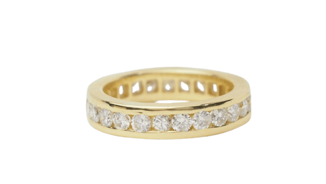 Bague 51 Alliance tour complet en or jaune et diamants 58 Facettes 33028