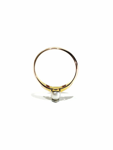 Bague 51 Bague ancienne or rose, perle, diamants 58 Facettes