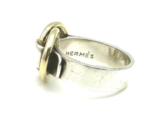 Bague 52 HERMES/GAETAN DE PERCIN. Bague vintage argent et or jaune 18K 58 Facettes