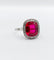 Ring Art Deco white gold, synthetic ruby and rose-cut diamonds (circa 1930) 