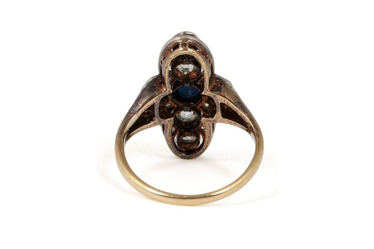 Bague 50.5 Bague Art déco saphir facetté et diamants en or 14k et platine 58 Facettes 11769