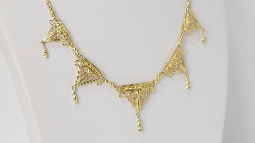 Collier Collier draperie du XIXe siècle en or jaune 58 Facettes 31763