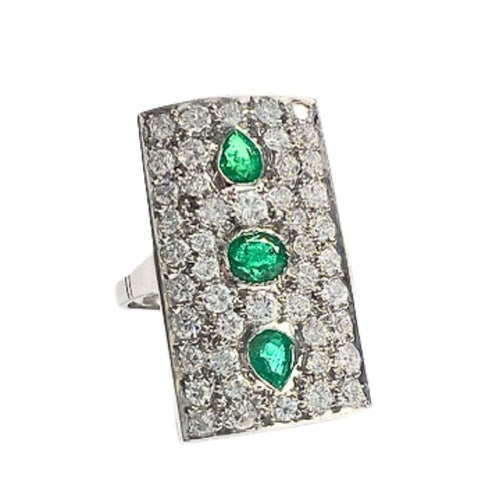 Bague Bague Art Déco émeraudes diamants 58 Facettes Q288A(739)
