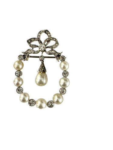 Broche Broche Belle Epoque en Platine, Diamants et Perles Fines 58 Facettes