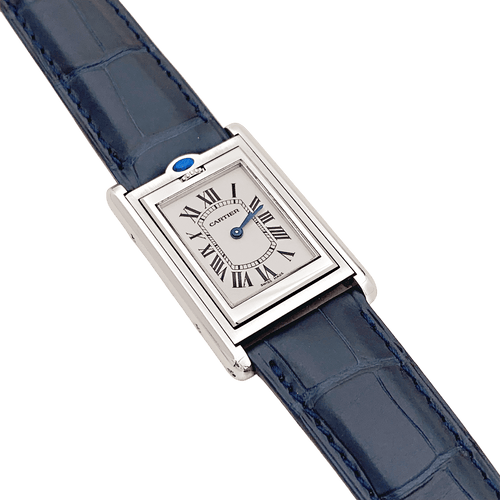 Montre Montre Cartier, "Tank Basculante", acier, cuir. 58 Facettes 34713