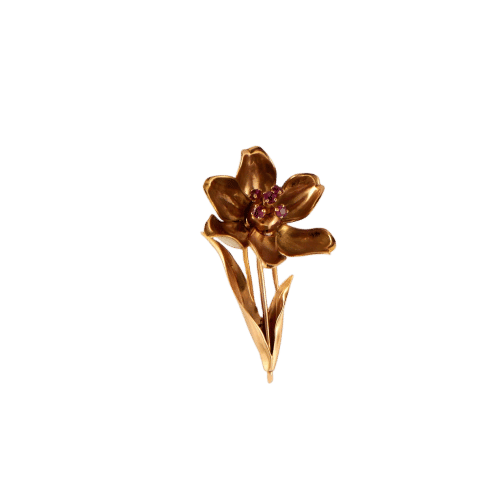 Broche Broche Fleur Email Rubis 58 Facettes