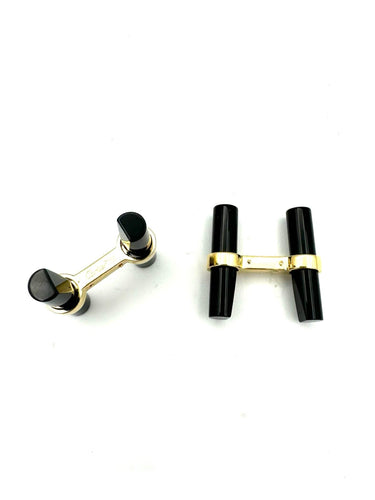 Boutons de manchette CARTIER - Boutons de manchette or jaune onyx/acier 58 Facettes