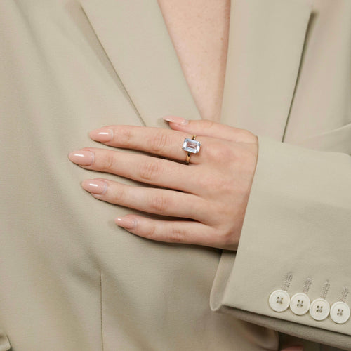 Bague Bague en or jaune avec aigue-marine facettée 58 Facettes 2505015