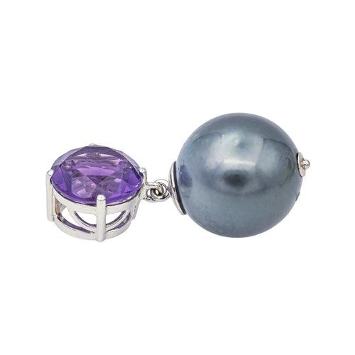 Pendentif Pendentif Or blanc Perle, Améthyste 58 Facettes 578317CD