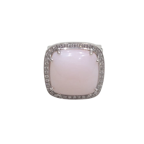 Bague 54 Bague en opale rose, or blanc et diamant 58 Facettes S402
