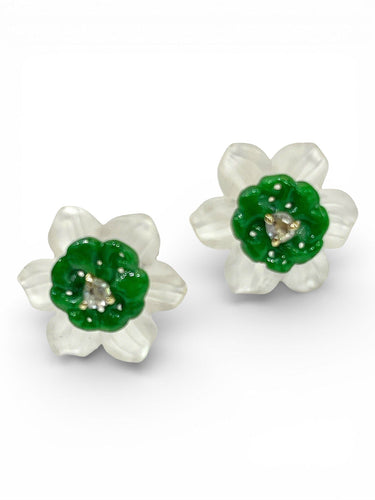 黄金耳环，水晶石，翡翠和钻石 