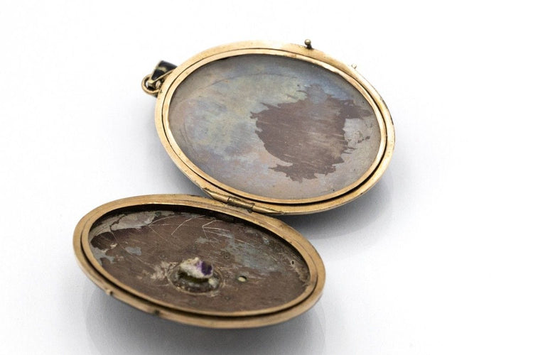 Pendentif Médaillon ancien avec émail et perles, début du XIXe/XXe siècle 58 Facettes 11351