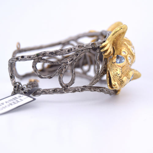 Bracelet Bracciale rigide geco en or 18 kt et diamants, saphirs 58 Facettes BR113