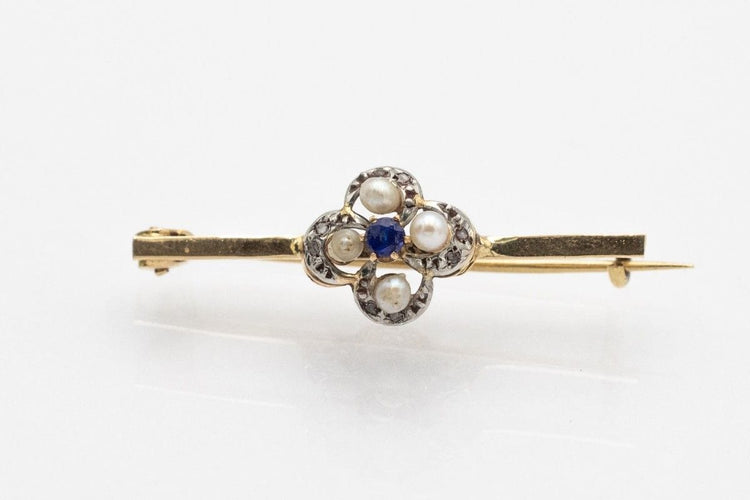 Rose gold antique brooch with pearls and diamonds 58 Facettes 10343