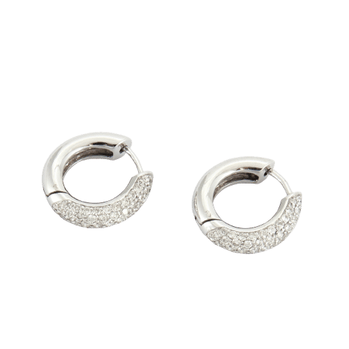 Boucles d'oreilles Créoles pavées de diamants 58 Facettes P98L13