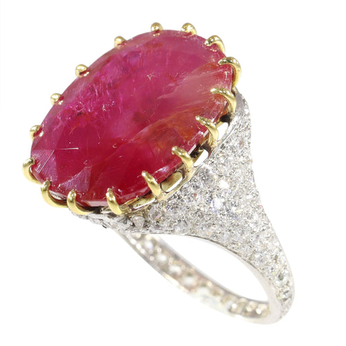 Bague 52 Délice de rubis vintage : bague Art déco avec rubis non traité de 13,5 ct 58 Facettes 17059-0258