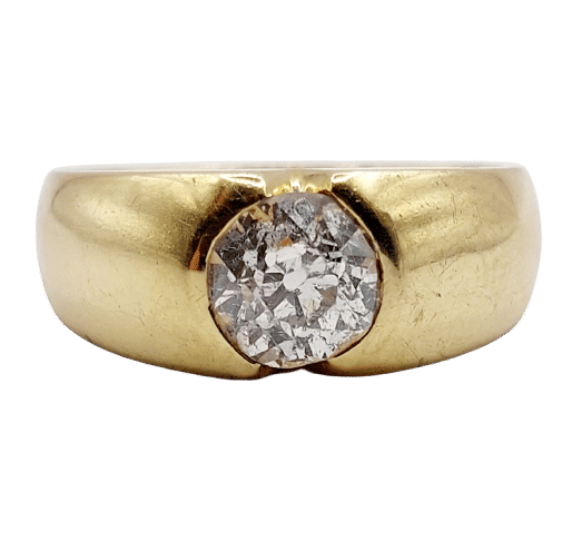 Kuppelring aus 18k Gold und Altschliff-Diamant 1,10 Karat 