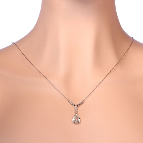 Collier Collier Art déco en platine avec diamant en forme de poire, vers 1920 – Élégance intemporelle 58 Facettes 25203-0190