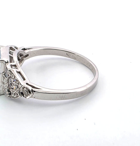 Vintage-Ring aus Weißgold mit Aquamarin 2,40 ct und Diamant 0,25 ct