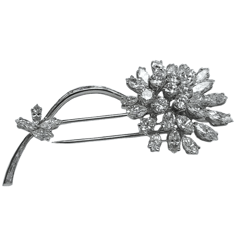 Broche BROCHE MOTIF FLORAL PLATINE ET DIAMANTS 58 Facettes 250194
