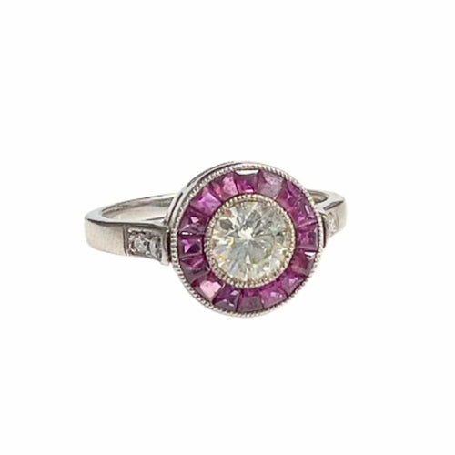 Bague Bague or blanc rubis diamants 58 Facettes Q137B (951)