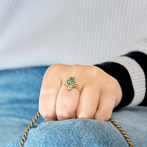 Bague 60 Bague l'esmeralda en or jaune, émeraudes et diamant 58 Facettes LP1291/10