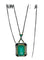 Ketting en hanger in goudstijl Art Deco met natuurlijke Colombiaanse smaragd van 14 karaat 
