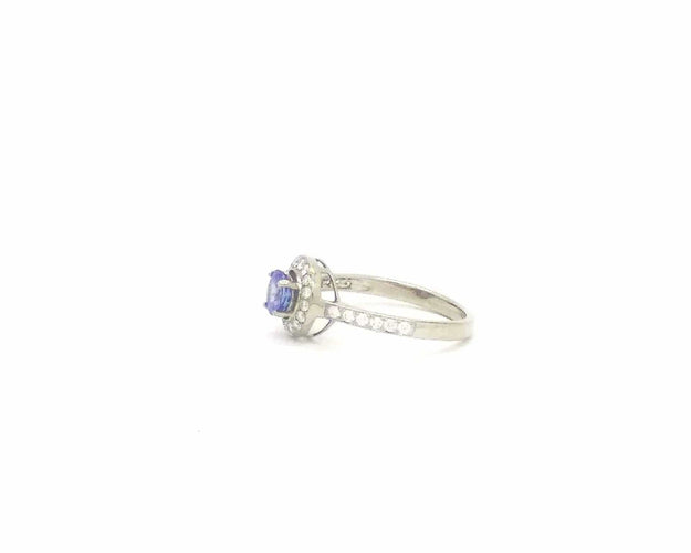 Bague Bague en or blanc avec tanzanite de 1 carat et diamants 58 Facettes 6192