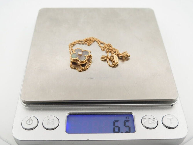 Collier collier van cleef & arples vintage alhambra nacre verte or rose 18k ed lim 58 Facettes 267151