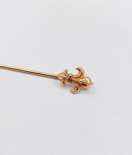 Antik roséguld fleur-de-lis slips eller halsduksnål (cirka 1900)