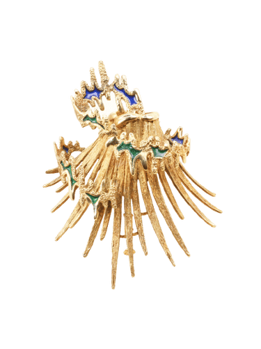 Broche BECKER & BRASIER Broche volcan or jaune email 58 Facettes 1210.4