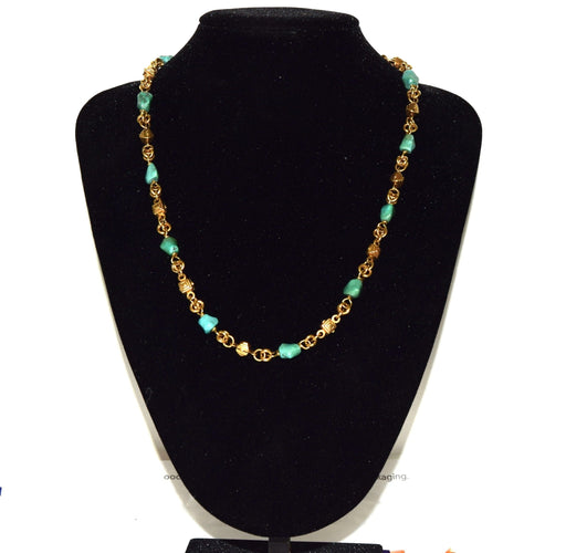 Collier Collana vintage in oro giallo 18 kt con turchese 58 Facettes