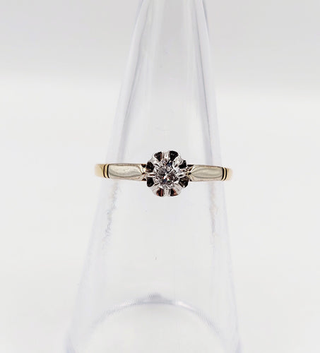 Bague solitaire art deco or 18k diamant de 0,15 carats 58 Facettes A05975