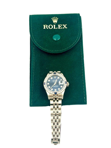 Montre Montre Rolex 36mm Automatique Or Blanc 18K « Lady Oyster Perpetual » Diamants et Saphires 58 Facettes