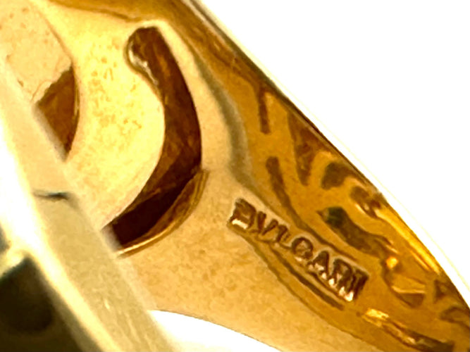 Bague 52 BVLGARI. Collection "Pyramide", bague 2 ors 18K et citrine 58 Facettes