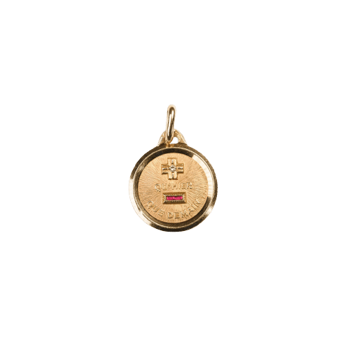 Pendentif AUGIS- Médaille d'amour diamant rubis et or jaune 58 Facettes LMB-299