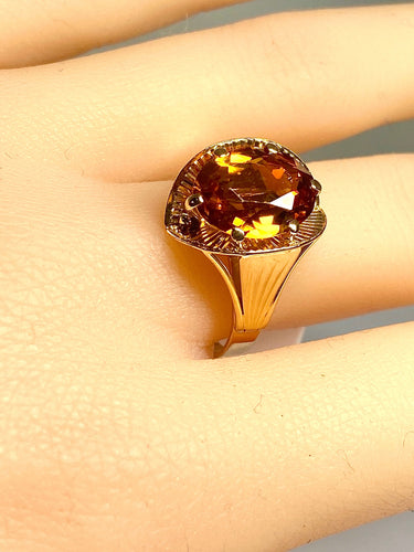 Bague 55 Bague style Art Déco or rose citrine 58 Facettes AB380